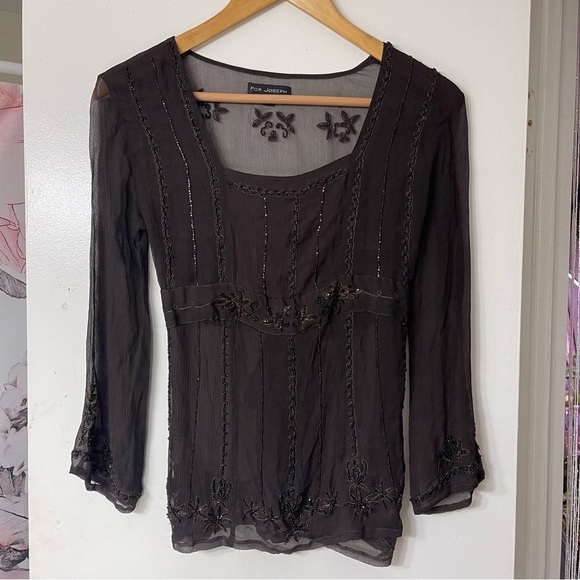 VTG For Joseph Sheer Beaded Blouse - Picture 1 of 10